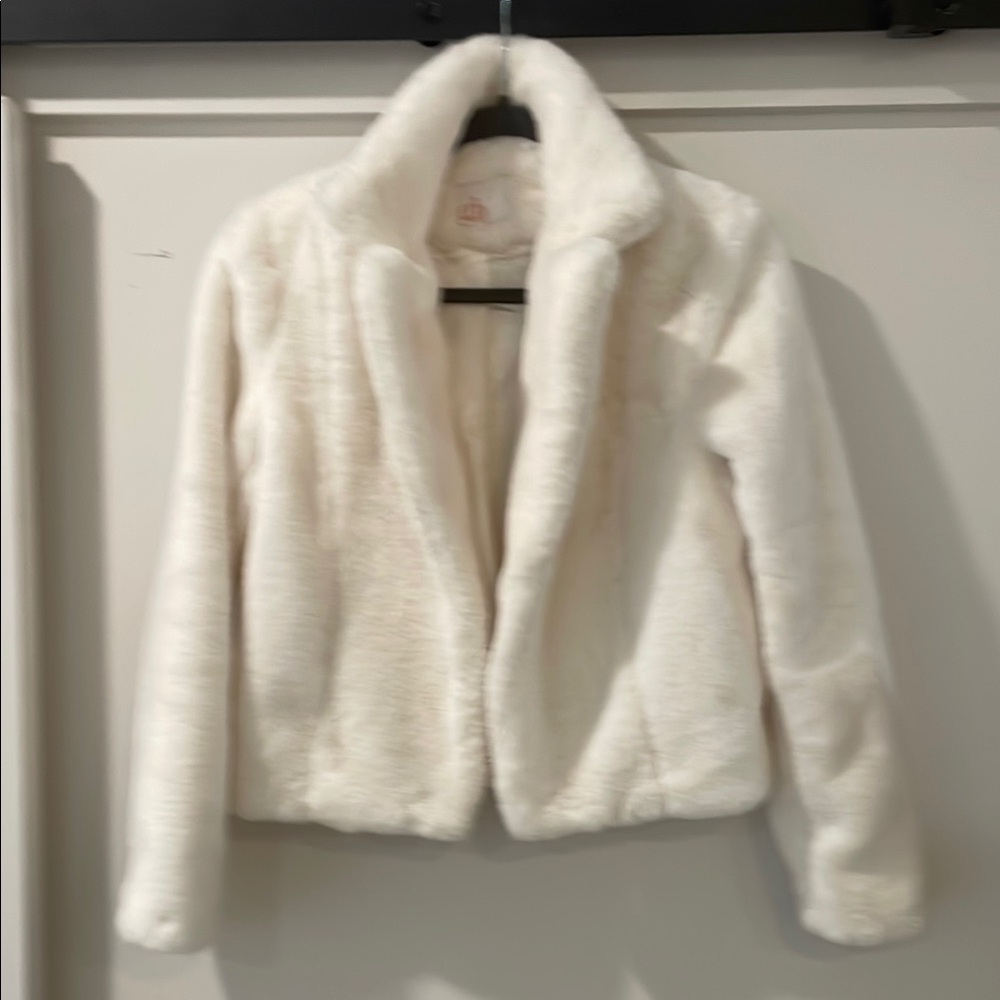 GB girls White Teddy Jacket with Plush Texture and Cozy Collar